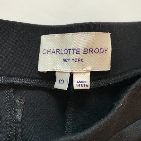 Charlotte Brody Leather Panel Leggings Pants Womens 10 Black Stretch Skinny - Picture 4 of 9